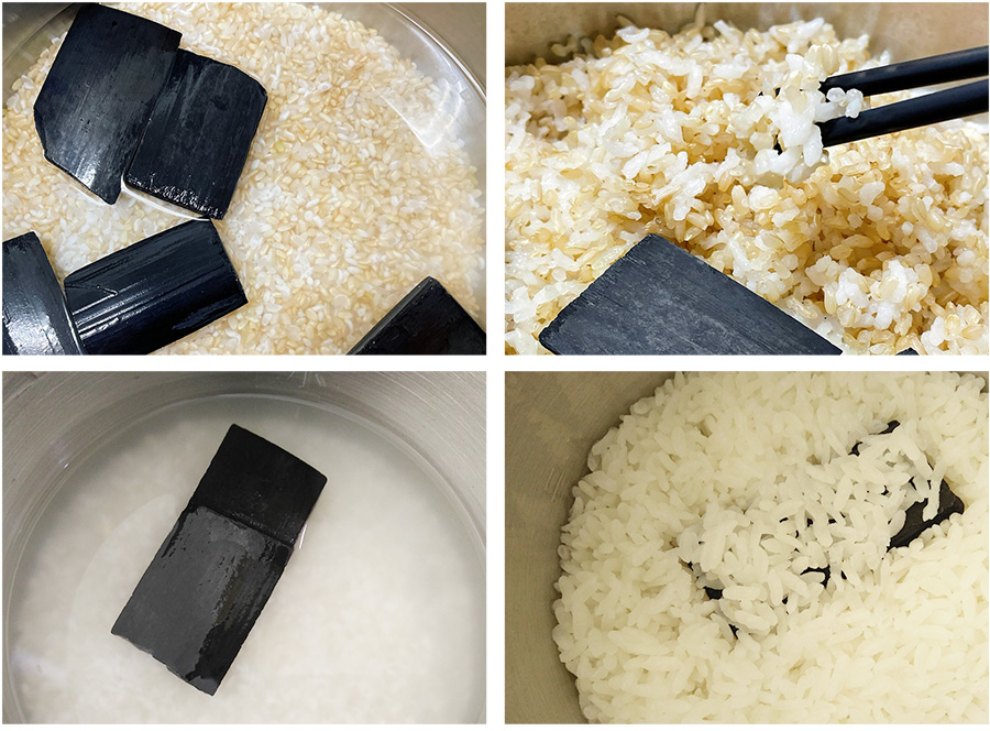 竹炭片200g煮飯使用方式，清洗煮沸後放入電子鍋，使用後再清洗並自然晾乾